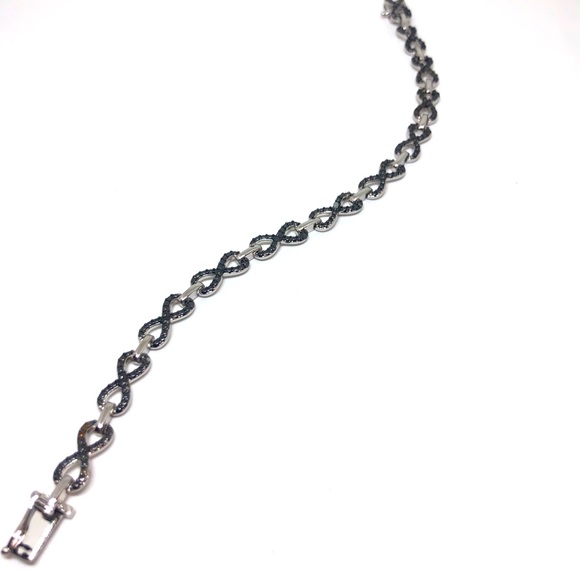 Black Gold Plated Bracelet /Diamond Accents - Picture 1 of 11